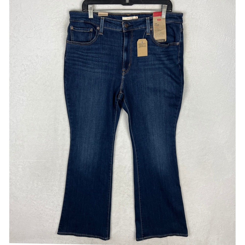 Levis 726 Flare Jeans Womens 18 Long‎ 34x32 New Blue Wide Leg Bootcut Blue